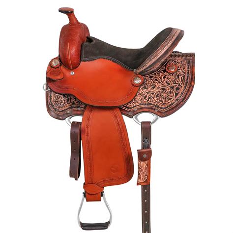 Western Barrel Racing Horse Saddle Pleasure Trail Floral Tooled Leather ...