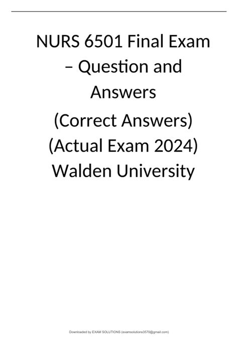 NURS 6501 Final Exam – Question and Answers (Correct Answers) (Actual Exam 2024) Walden ...