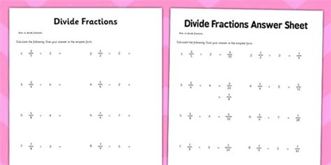 KS2 Dividing Fractions Worksheet - Year 6 Resource