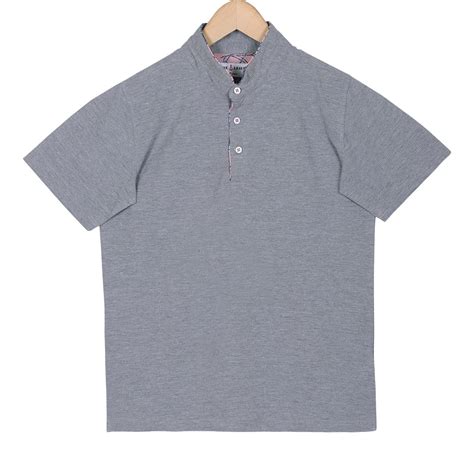 Grey Mandarin Collar Cotton T-shirt – Thestiffcollar.com