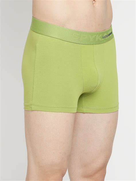 Men Premium Bright Green Cotton Blend Trunk- Underjeans By Spykar