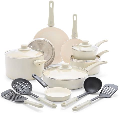 Amazon.com: GreenLife Soft Grip 16 Piece Cookware Set, Non-Toxic PFAS ...