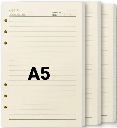 SMKT™ A5 Planner Refill, 6-Hole Refills Ruled Natural Sheet for Loose ...
