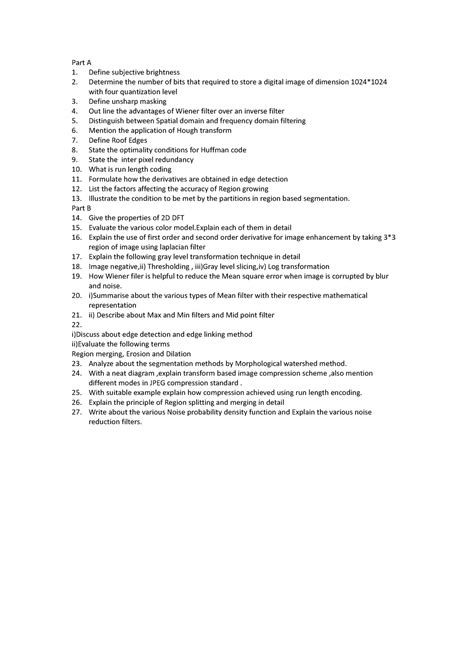 DIP model question bank - Part A Define subjective brightness Determine ...