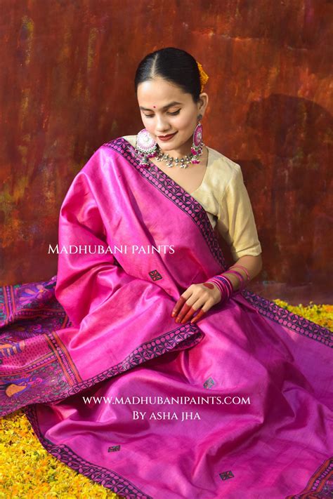 'GUDIYA MOR MACHLI' Handpainted Madhubani Tussar Silk Dupatta ...