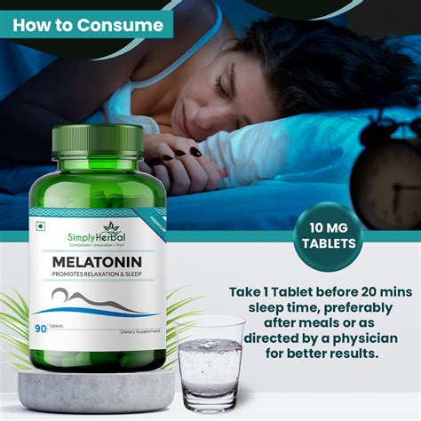 Simply Herbal Melatonin 10mg Sleeping Aid Healthy Sleep Cycle-90 Table ...