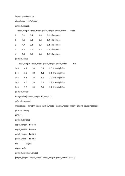 Sonam 1 - import pandas as pd df=pd_csv('iris') print(df()) sepal ...
