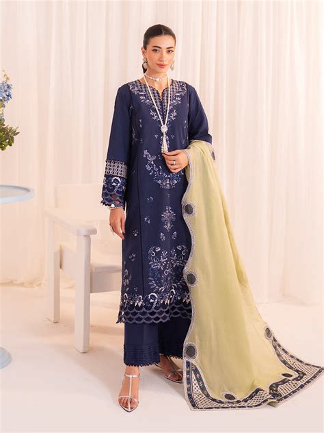 Faiza Faisal Sofie Navy Blue Pakistani Dress | Embroidered Lawn Suit ...