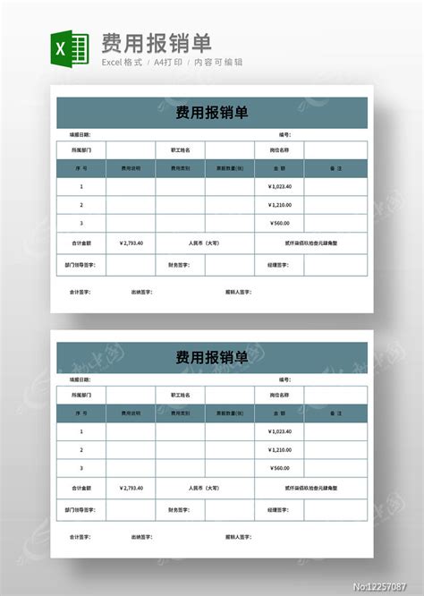公司费用报销单模板图片_Excel_编号12257087_红动中国