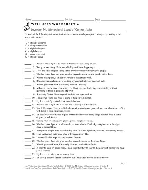 psychological sclaes - Name _________________________ Section ...