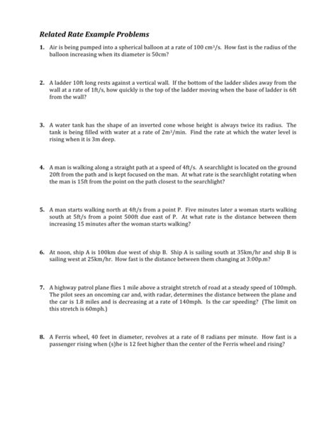 Image result for Related Rates Problems Examples Sphere