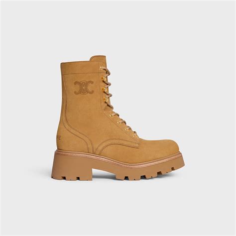 CELINE TRIOMPHE RANGERS MID LACE-UP BOOT IN SUEDE CALFSKIN - LIGHT ...