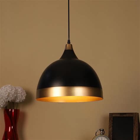 Buy ELIANTE Modern Hanging Pendant Light | Black Aluminium with Golden ...