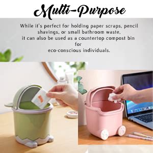 BHAVYAM Small Cute Dustbin for Study Table - Mini Desk With Lid for ...