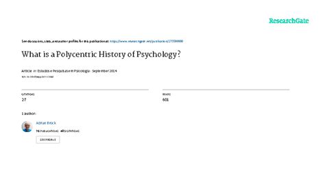Polycentric History of Psychology: An Overview and Analysis - Studocu