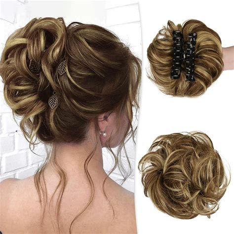 Amazon.com : RUWISS Claw Clip Messy Bun Hair Piece Real Human Hair Buns ...