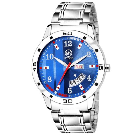 MKSTONE Blue Dial Day and Date Function Analog Watch for Men & Boys ...