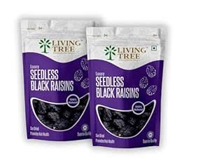 Living Tree Luxury Seedless Black Raisins, 500gm (Pack of 2) : Amazon ...