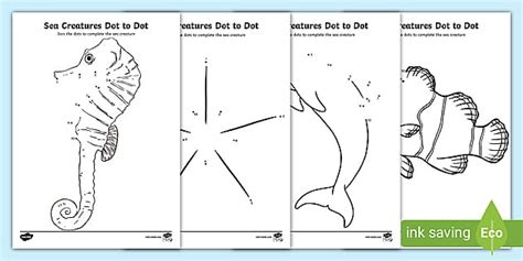 Sea Creature Dot to Dot Activity - Worksheets (teacher made)