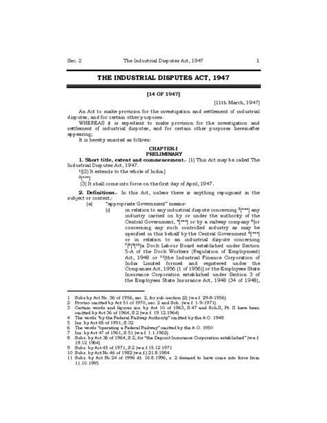 Industrial disputes act 1947 - Sec. 2 The Industrial Disputes Act, 1947 ...