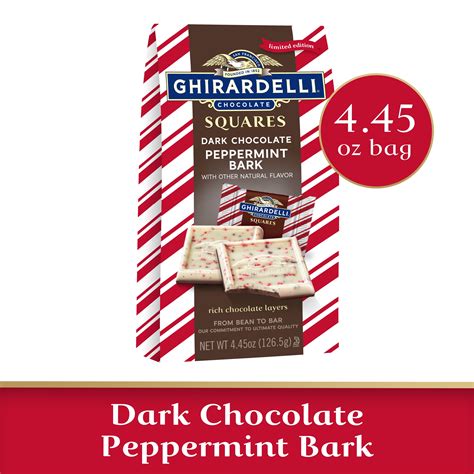 Ghirardelli Dark Chocolate Peppermint Bark Chocolate Squares