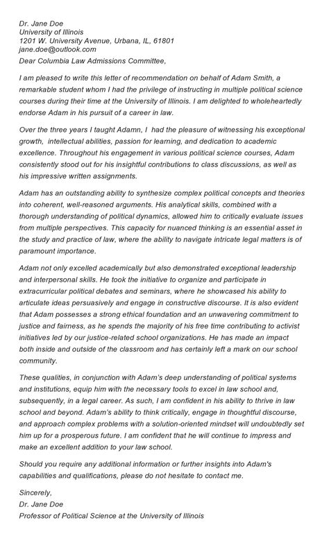 40 Law School Letter of Recommendation Samples [BEST Only]