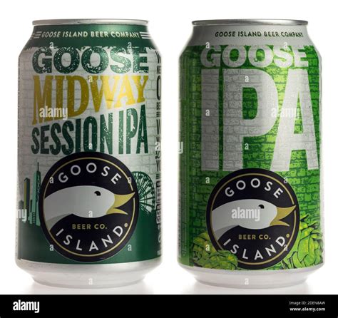 Cans of Goose Island IPA beers isolated on a white background Stock ...