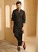 Mulmul Organza Zeke Black Kurta With Mulmul Pima Satin Zeke Black Pyaj