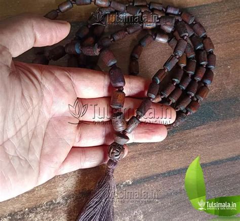 108+1 Dark Brown Shyama Tulsi Jama Mala 12mm Beads Size (Big to Small ...