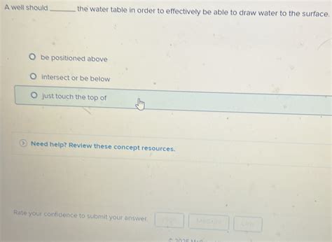 Solved: A well should _the water table in order to effectively be able ...