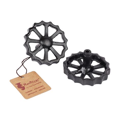 Tap Wheel Design Cabinet/Wardrobe Knobs Black, Pack of 6