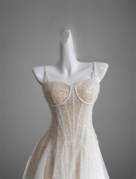 Elegant White and Champagne Strapless Short Wedding Party Dress - Tull – WonderlandByLilian