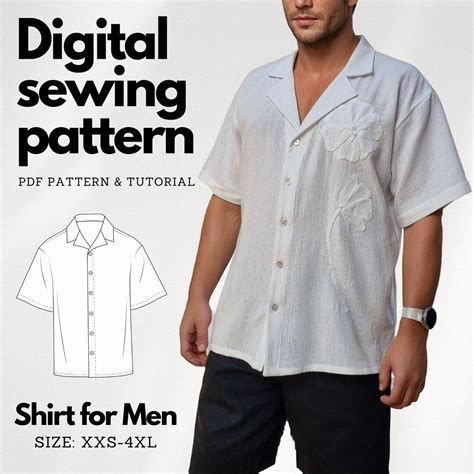 Men's Shirt Sewing Pattern PDF | Classic Button-up Shirt for Men ...