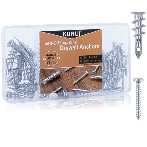 Snapklik.com : #8 Zinc Self-Drilling Drywall Anchors, 60PCs Hollow ...