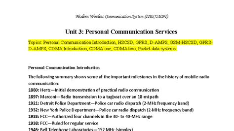 UNIT 3 MWC - notes - Unit 3: Personal Communication Services Topics ...