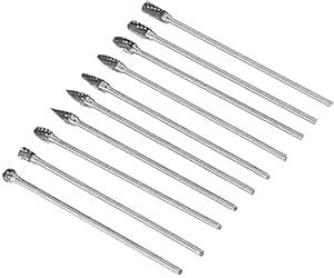 Yakamoz 10Pcs 3mm (1/8") Shank Long Double Cut Tungsten Carbide Burrs ...