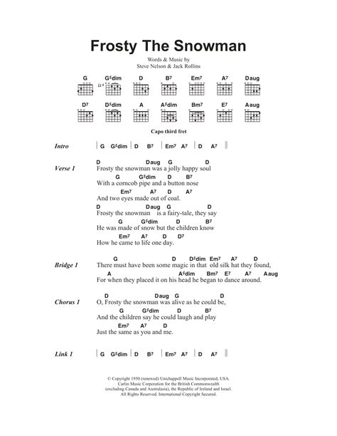 Frosty The Snowman (Guitar Chords/Lyrics) - Print Sheet Music Now