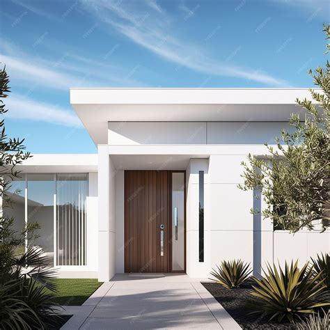 White contemporary house exterior Facade and entry to a contemporary ...