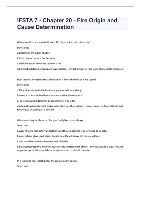IFSTA 7 - Chapter 20 - Fire Origin and Cause Determination with 100% ...