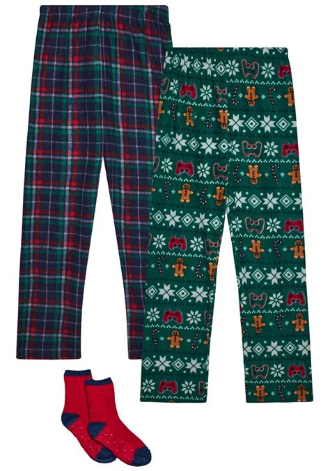 PJ's & Presents Boys' Christmas Pajama Pants - 2 Pack Flannel Fleece ...