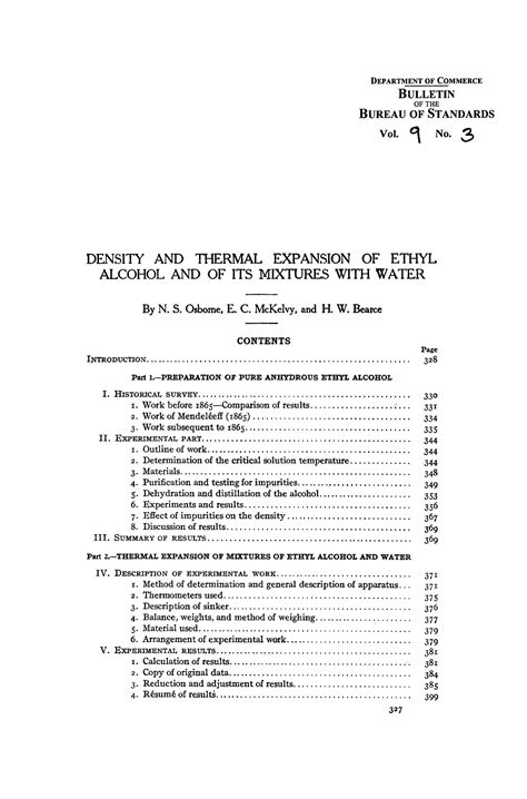 Density and Thermal Expansion of Ethyl Alcohol and of its Mixtures with ...