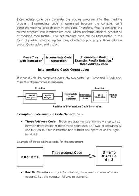 Intermediate Code Generation: Concepts and Storage Strategies (CS101 ...