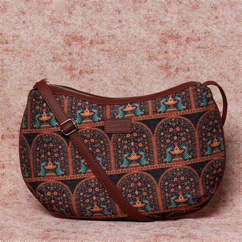 Royal Indian Peacock Print Structured Shoulder Bag