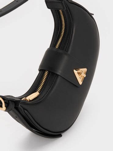 Trice Belted Shoulder Bag - Black - CHARLES & KEITH IN