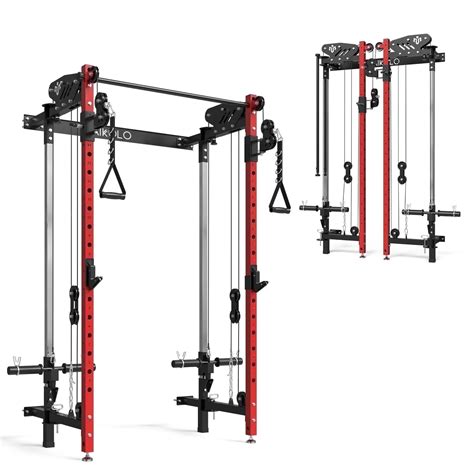Mikolo Folding Squat Rack, Wall Mounted Power Rack with Pulley System ...