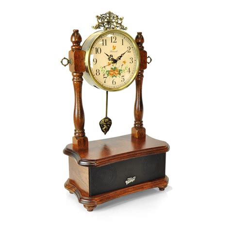 Pyle 2-in-1 Vintage Style Clock, Retro Bluetooth Speaker, Tabletop ...
