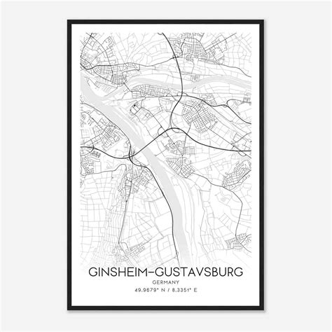 Ginsheim-Gustavsburg Germany Map Poster, Modern Home Decor Wall Art ...