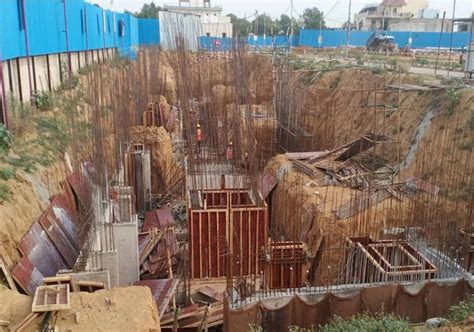 212 Sq Yard Plots Column, Shear Wall above foundation in progress at ...