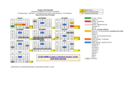 Bronson Community Schools MI Calendar 25-26 Revised pdf - EduCounty