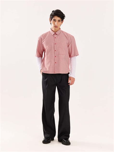 Buy Red Checkered Cropped Shirt Online at Best Price | 5Feet11